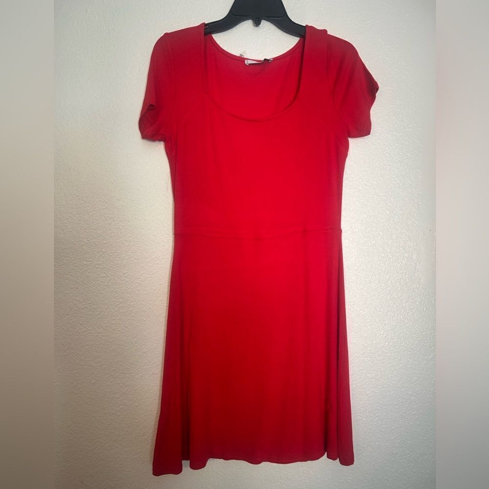 Mango Red A-Line Mini Dress with Scoop Neck